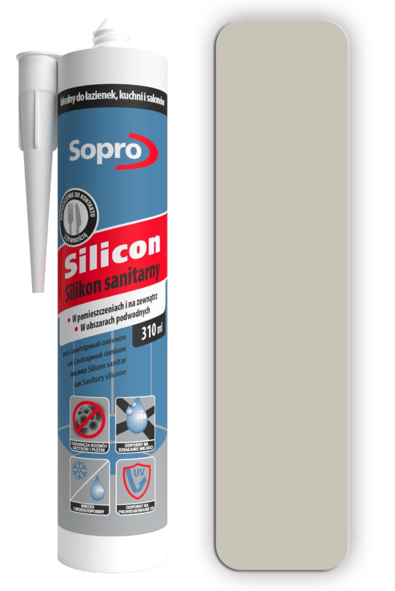 SOPRO Silikon sanitarny 310ml Naturalny szary 72
