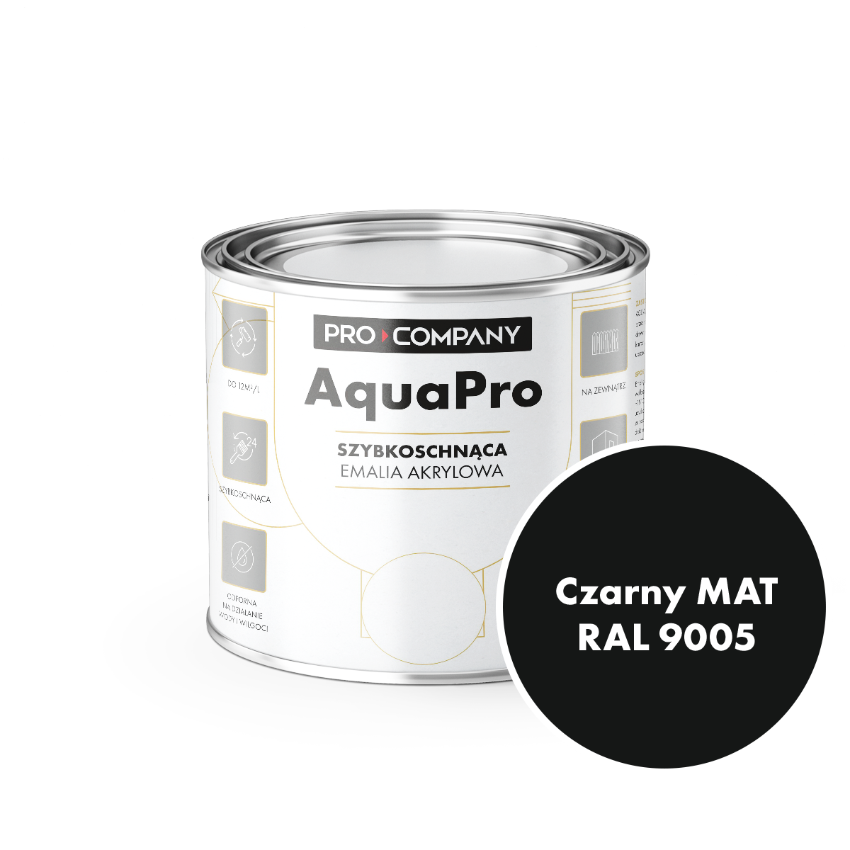 AQUA PRO Emalia Akrylowa Szybkoschnąca 0,2L Czarny Mat 9005
