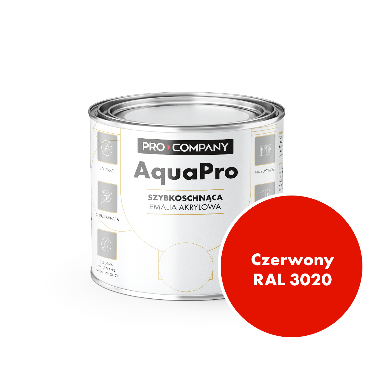 AQUA PRO Emalia Akrylowa Szybkoschnąca 0,2L Czerwony 3020