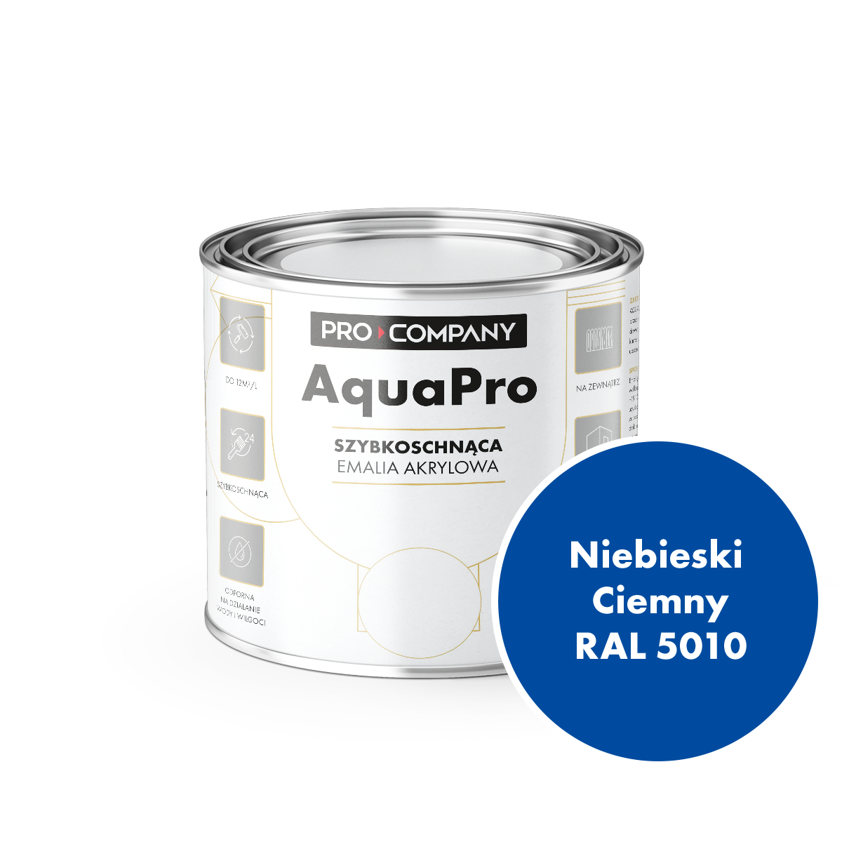 AQUA PRO Emalia Akrylowa Szybkoschnąca 0,2L Niebieski Ciemny RAL 5010