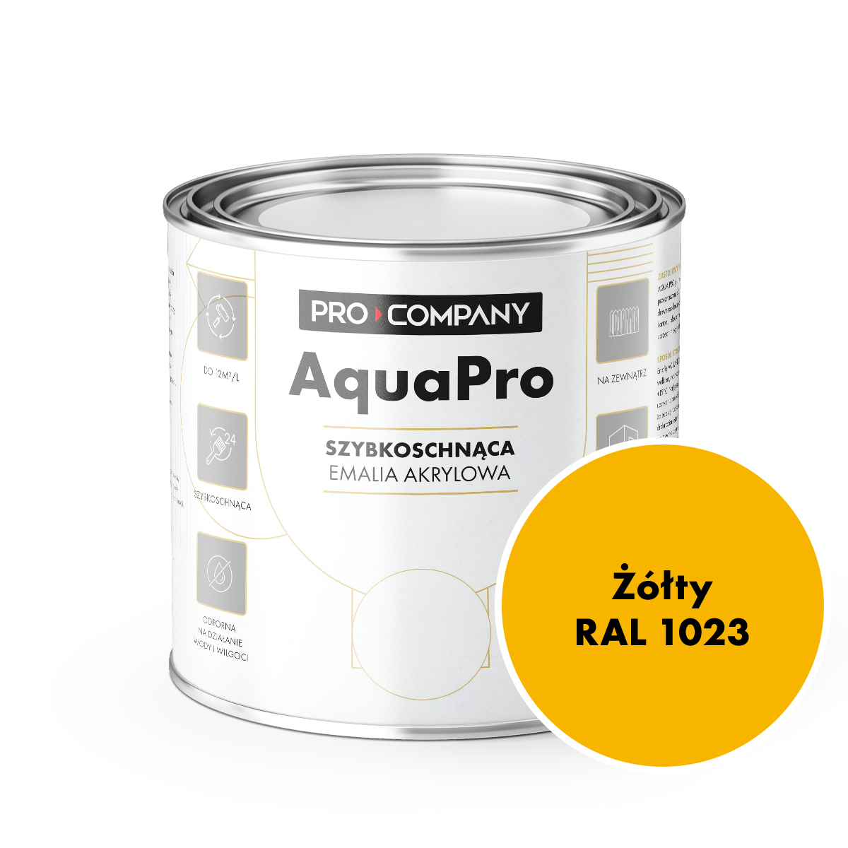 AQUA PRO Emalia Akrylowa Szybkoschnąca 0,8L Żółty 1023