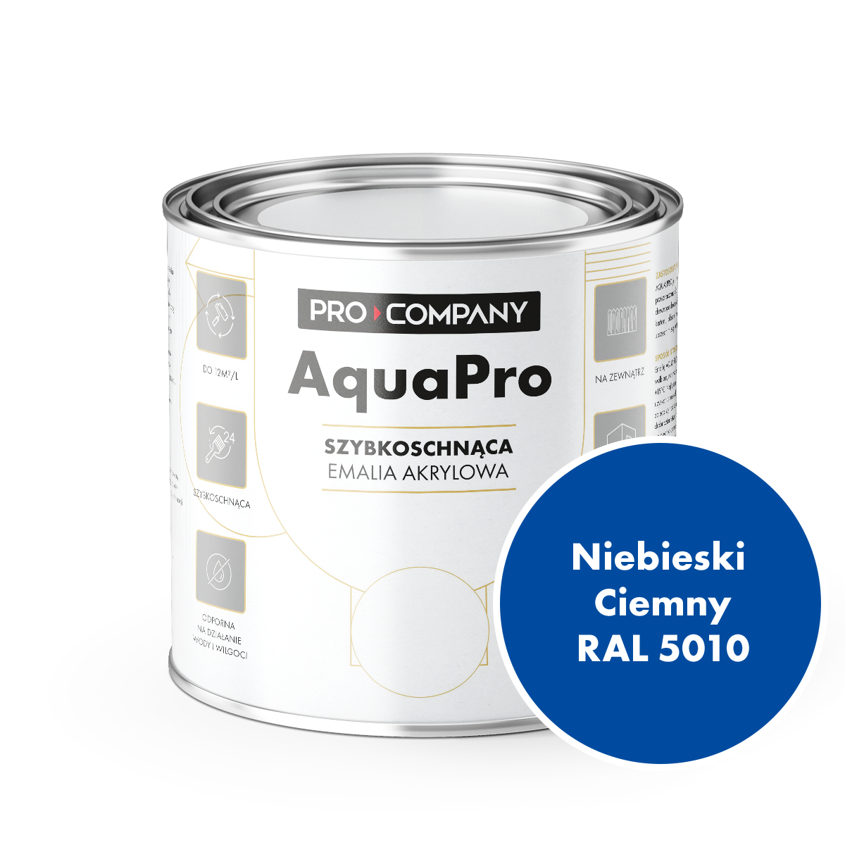 AQUA PRO Emalia Akrylowa Szybkoschnąca 0,8L Niebieski Ciemny RAL 5010