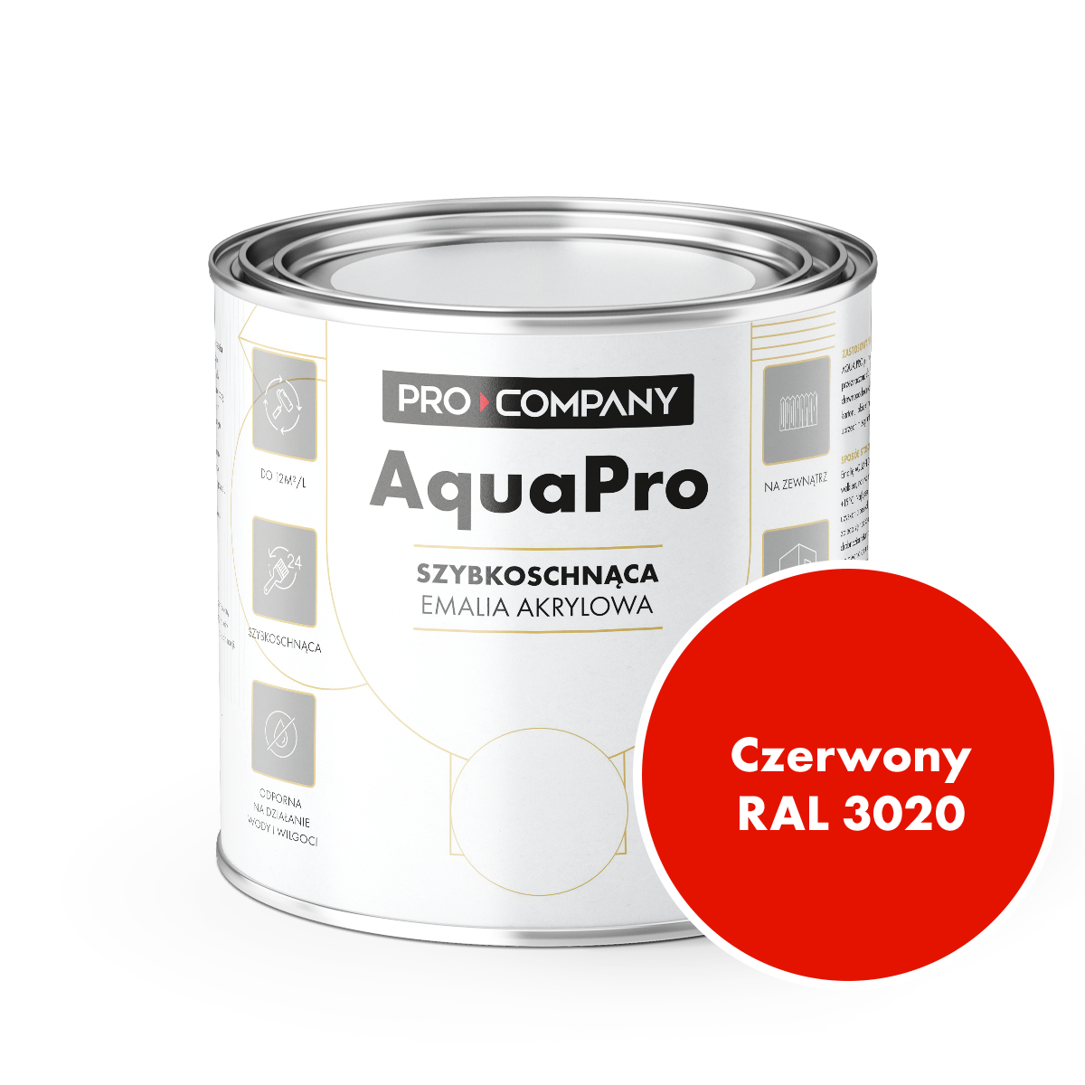AQUA PRO Emalia Akrylowa Szybkoschnąca 0,8L Czerwony 3020