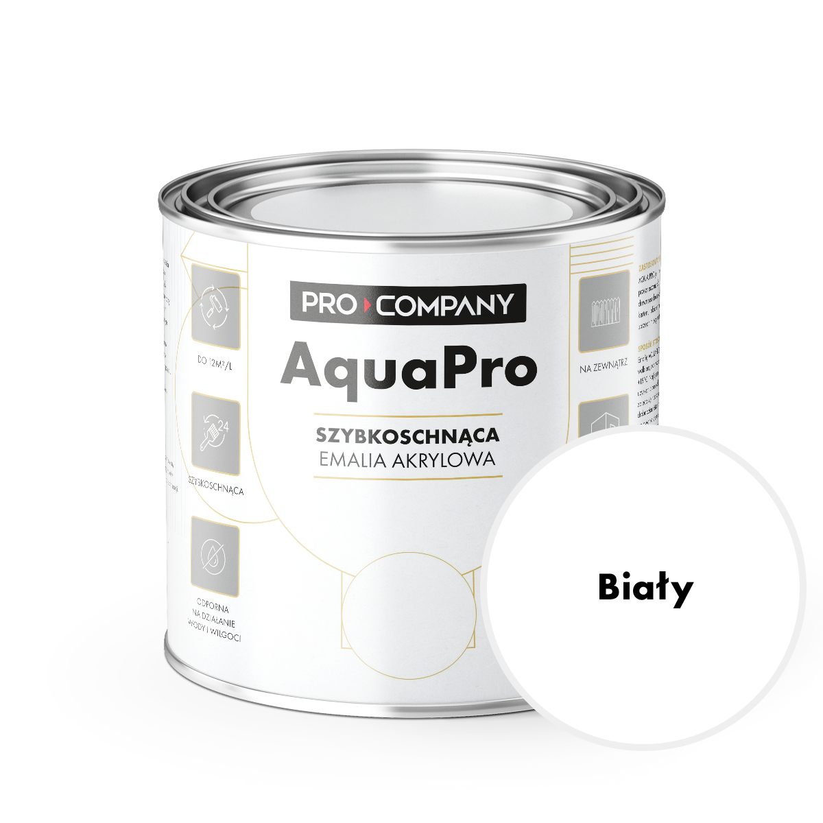 AQUA PRO Emalia Akrylowa Szybkoschnąca 0,8L Biały Połysk