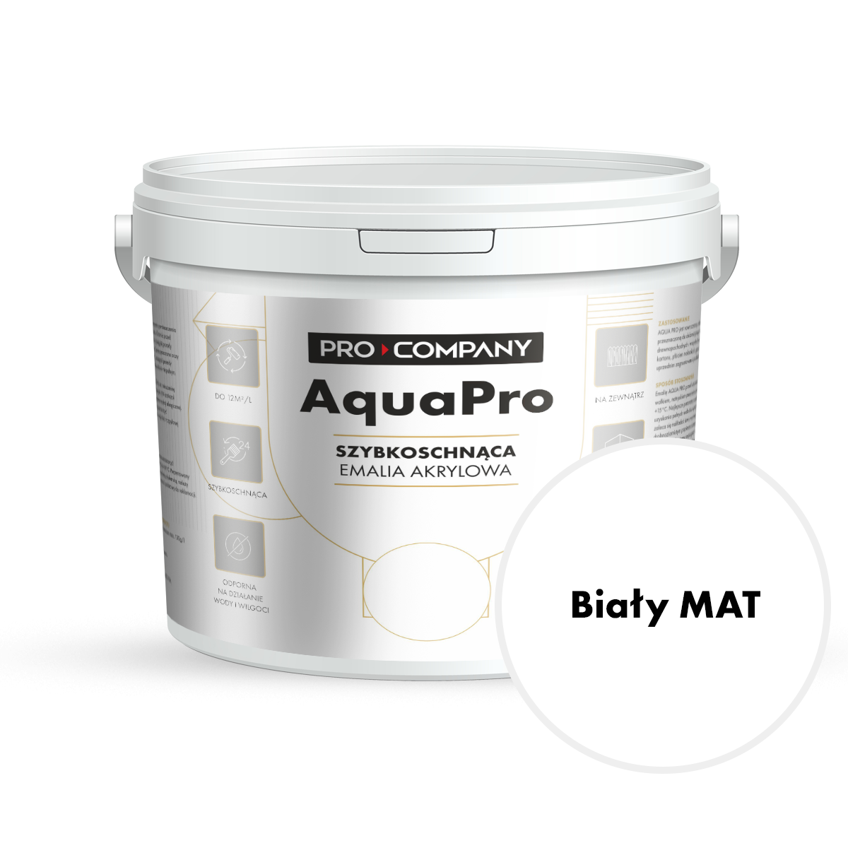 AQUA PRO Emalia Akrylowa Szybkoschnąca 5L Biały Mat