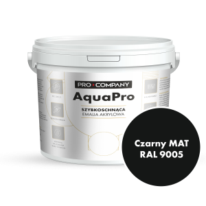 AQUA PRO Emalia Akrylowa Szybkoschnąca 10L Czarny MAT RAL 9005