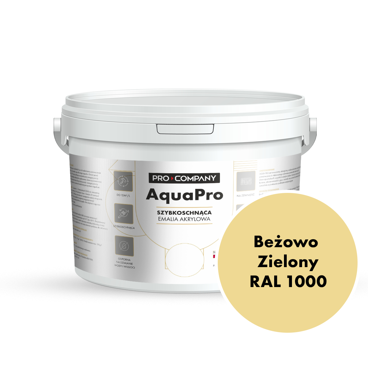 AQUA PRO Emalia Akrylowa Szybkoschnąca 3L Beżowo-Zielony RAL 1000