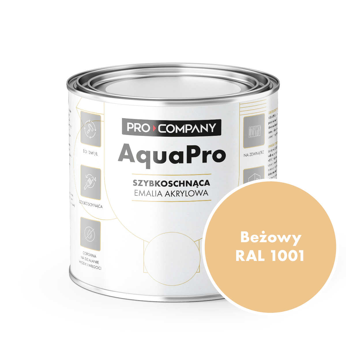 AQUA PRO Emalia Akrylowa Szybkoschnąca 0,8L Beżowy RAL 1001 MAT