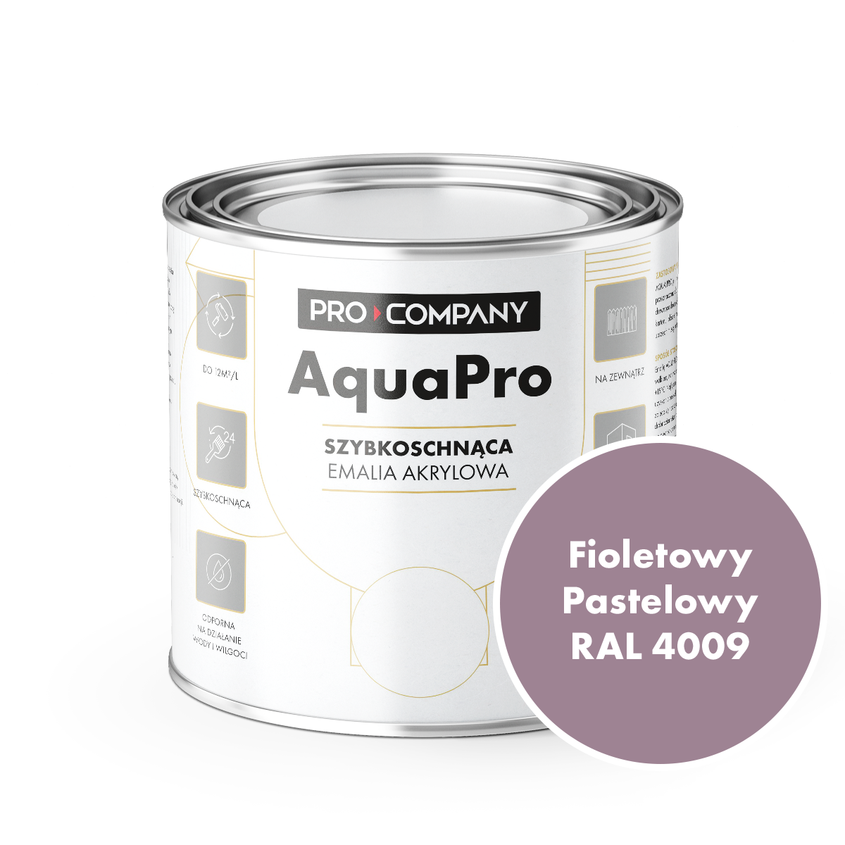 AQUA PRO Emalia Akrylowa Szybkoschnąca 0,8L Fioletowy Pastelowy RAL 4009