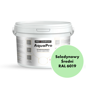 AQUA PRO Emalia Akrylowa Szybkoschnąca 3L Seledynowy Średni RAL 6019 MAT