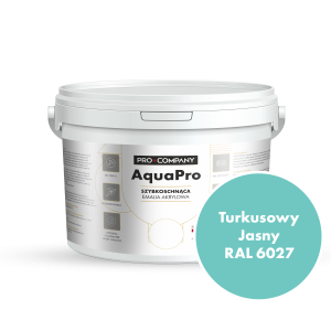 AQUA PRO Emalia Akrylowa Szybkoschnąca 3L Turkusowy Jasny RAL 6027