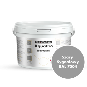 AQUA PRO Emalia Akrylowa Szybkoschnąca 3L Szary Sygnałowy RAL 7004 MAT