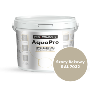 AQUA PRO Emalia Akrylowa Szybkoschnąca 10L Szary Beżowy RAL 7032 MAT