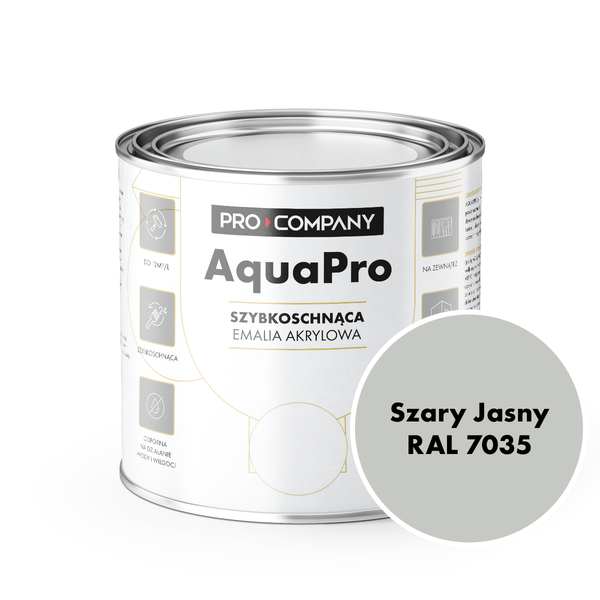 AQUA PRO Emalia Akrylowa Szybkoschnąca 0,8L Szary Jasny RAL 7035