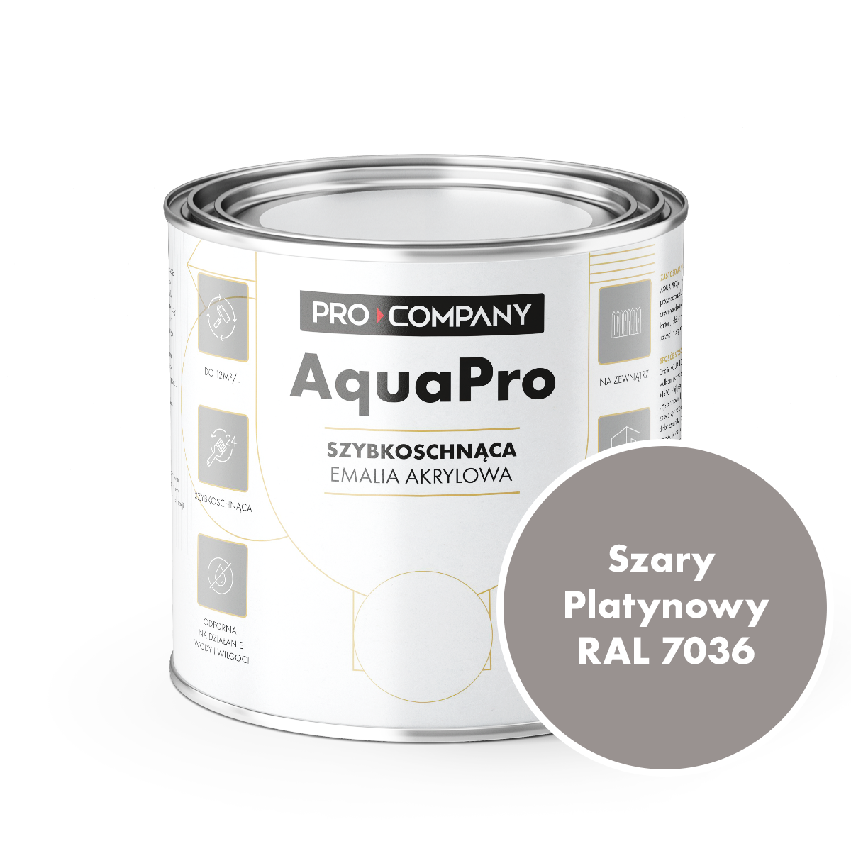 AQUA PRO Emalia Akrylowa Szybkoschnąca 0,8L Szary Platynowy RAL 7036