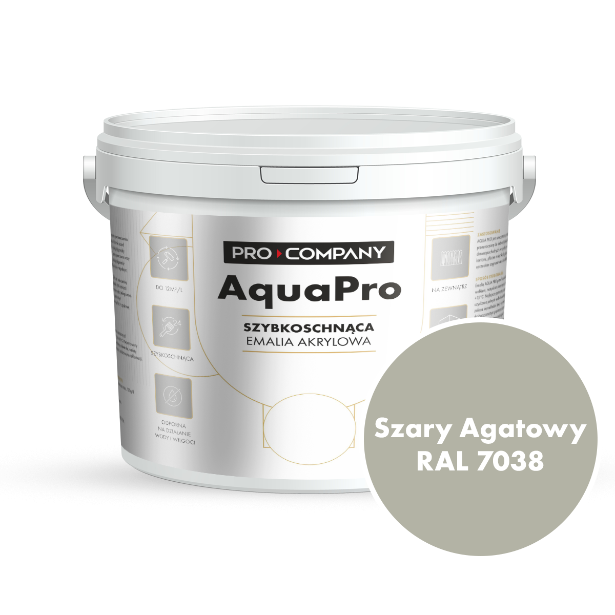 AQUA PRO Emalia Akrylowa Szybkoschnąca 5L Szary Agatowy RAL 7038