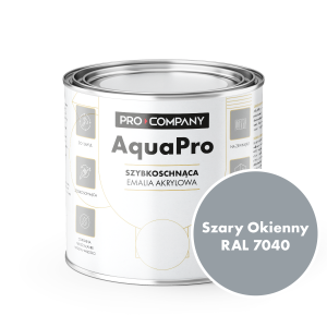 AQUA PRO Emalia Akrylowa Szybkoschnąca 0,8L Szary Okienny RAL 7040 MAT