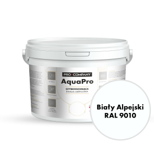 AQUA PRO Emalia Akrylowa Szybkoschnąca 3L Biały Alpejski RAL 9010 MAT