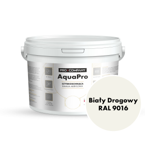 AQUA PRO Emalia Akrylowa Szybkoschnąca 3L Biały Drogowy RAL 9016 MAT
