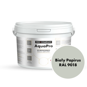AQUA PRO Emalia Akrylowa Szybkoschnąca 3L Biały Papirus RAL 9018 MAT