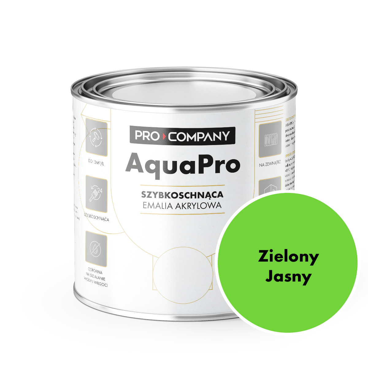 AQUA PRO Emalia Akrylowa Szybkoschnąca 0,8L ZIELONY JASNY