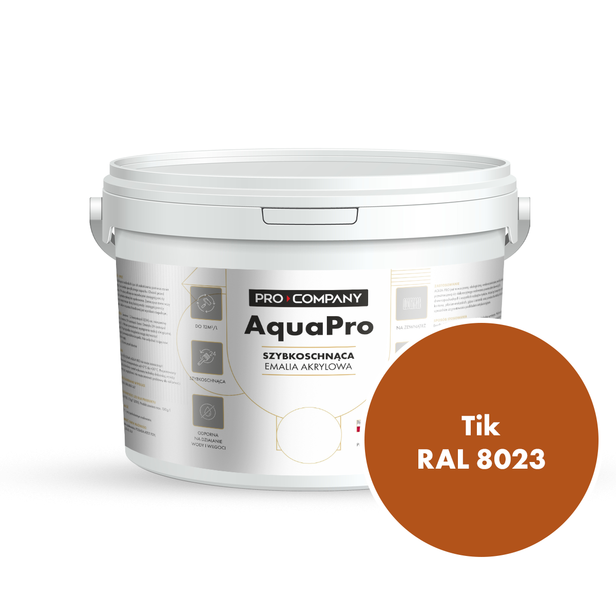 AQUA PRO Emalia Akrylowa Szybkoschnąca 3L Tik RAL 8023