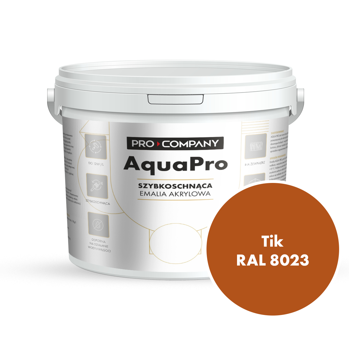 AQUA PRO Emalia Akrylowa Szybkoschnąca 10L Tik RAL 8023