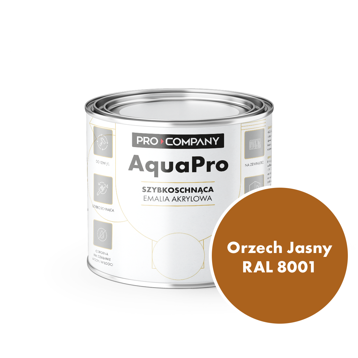AQUA PRO Emalia Akrylowa Szybkoschnąca 0,2L Orzech Jasny RAL 8001