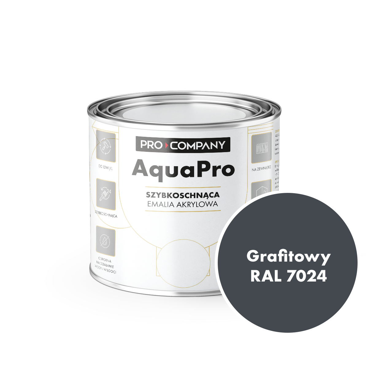 AQUA PRO Emalia Akrylowa Szybkoschnąca 0,2L Grafitowy 7024