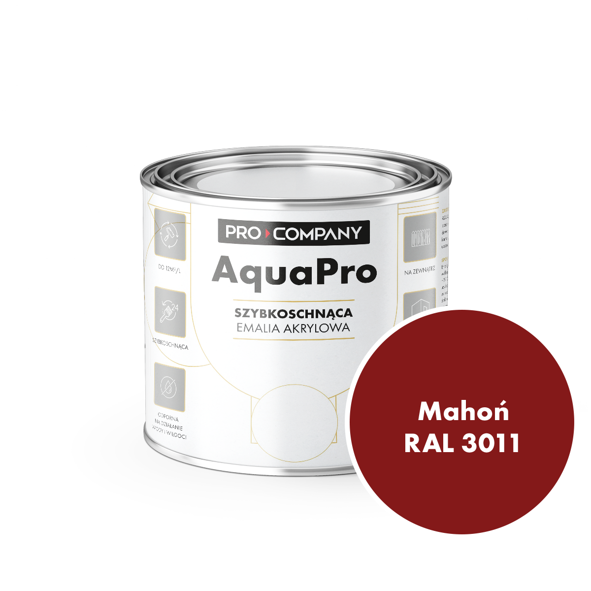 AQUA PRO Emalia Akrylowa Szybkoschnąca 0,2L Mahoń RAL 3011