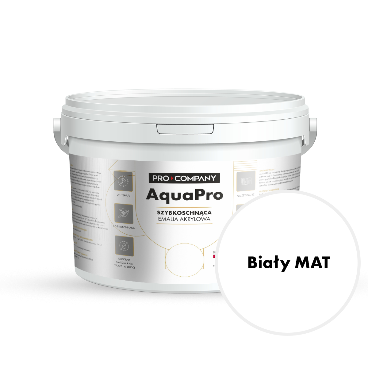 AQUA PRO Emalia Akrylowa Szybkoschnąca 3L Biały Mat