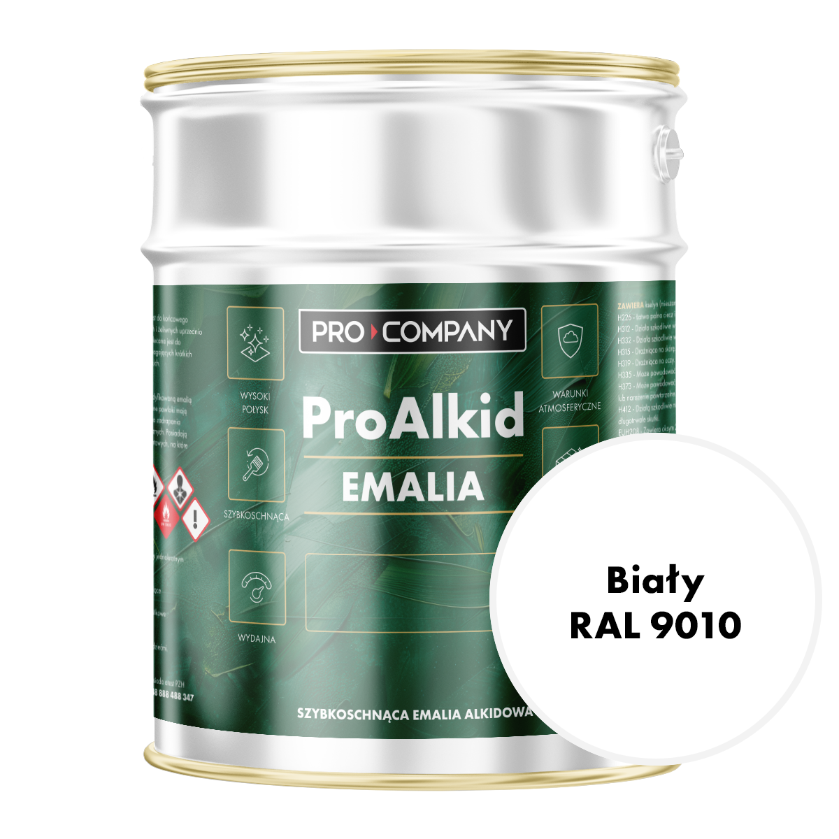 PRO ALKID Szybkoschnąca Emalia Alkidowa 10l Biały RAL 9010