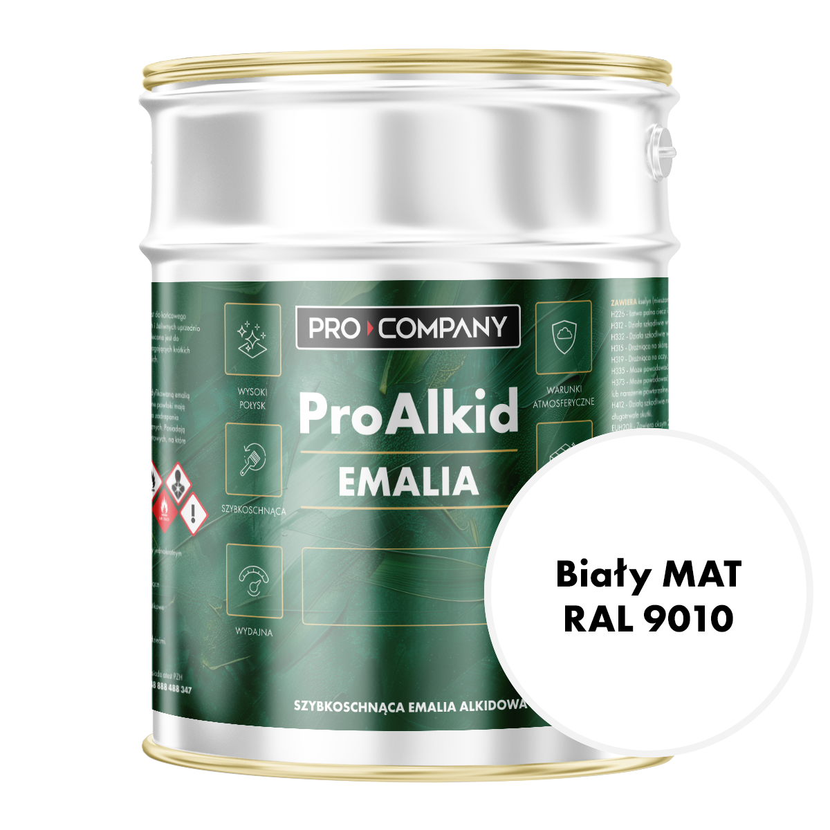 PRO ALKID Szybkoschnąca Emalia Alkidowa 5l Biały Mat RAL 9010