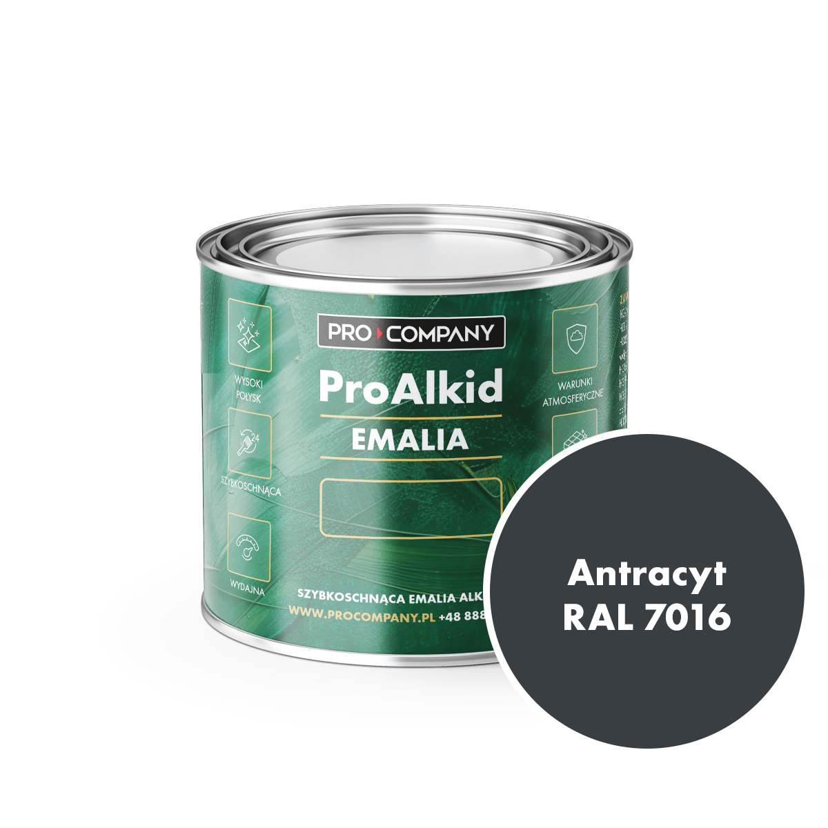 PRO ALKID Szybkoschnąca Emalia Alkidowa 0,2l Antracyt RAL 7016