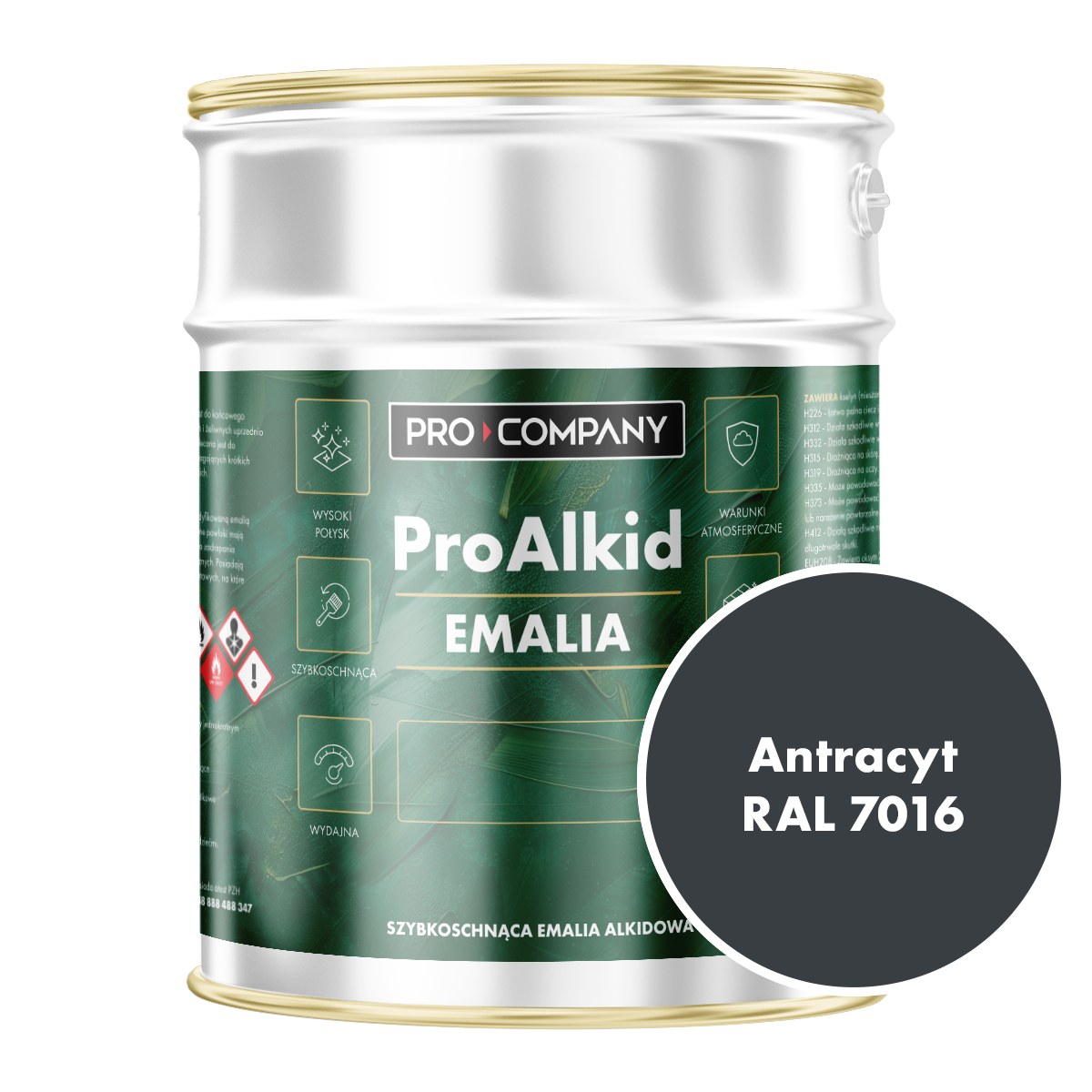 PRO ALKID Szybkoschnąca Emalia Alkidowa 10l Antracyt RAL 7016