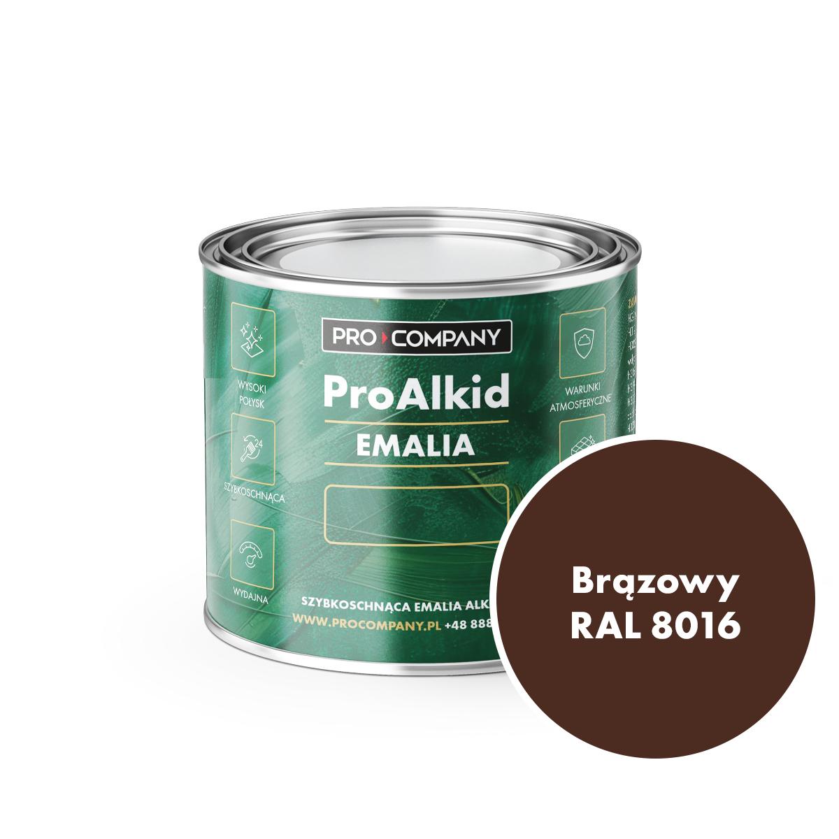 PRO ALKID Szybkoschnąca Emalia Alkidowa 0,2l Brązowy RAL 8016