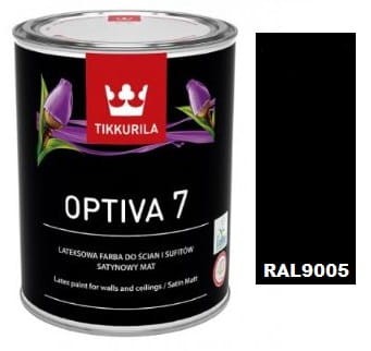 TIKKURILA Optiva Satin Matt 7 0,9l KOLOR RAL 9005 CZARNY