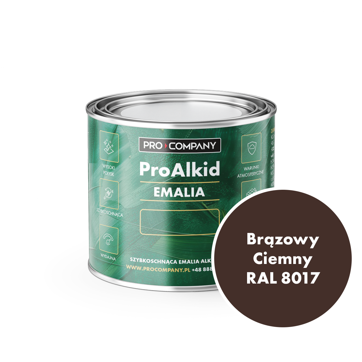 PRO ALKID Szybkoschnąca Emalia Alkidowa 0,2l Brązowy Ciemny RAL 8017