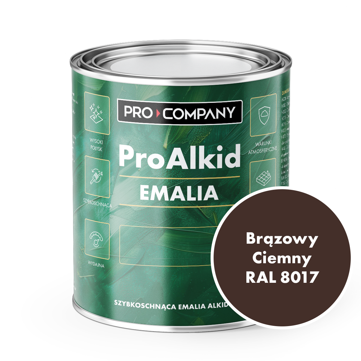 PRO ALKID Szybkoschnąca Emalia Alkidowa 1l Brązowy Ciemny RAL 8017