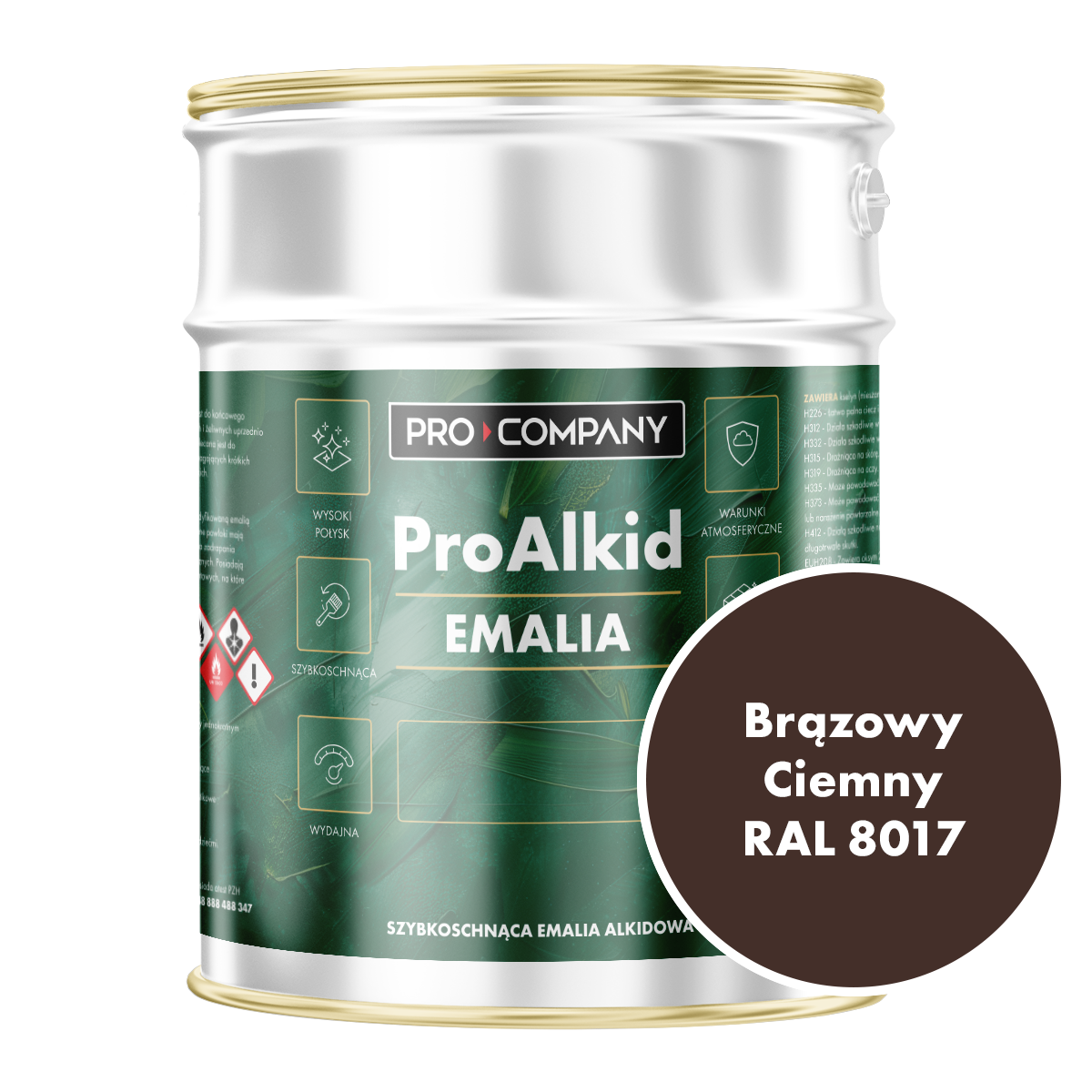 PRO ALKID Szybkoschnąca Emalia Alkidowa 10l Brązowy Ciemny RAL 8017