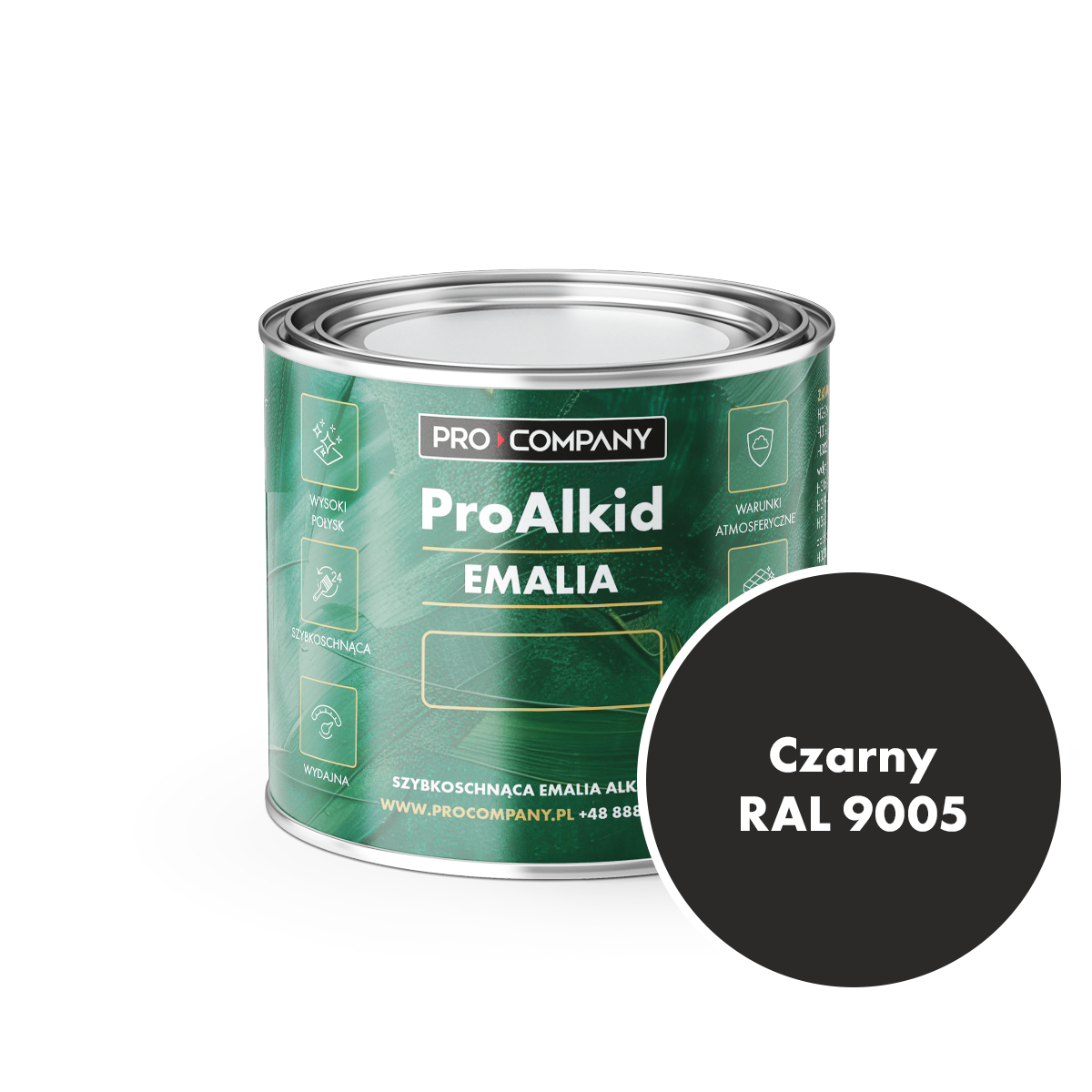 PRO ALKID Szybkoschnąca Emalia Alkidowa 0,2l Czarny RAL 9005
