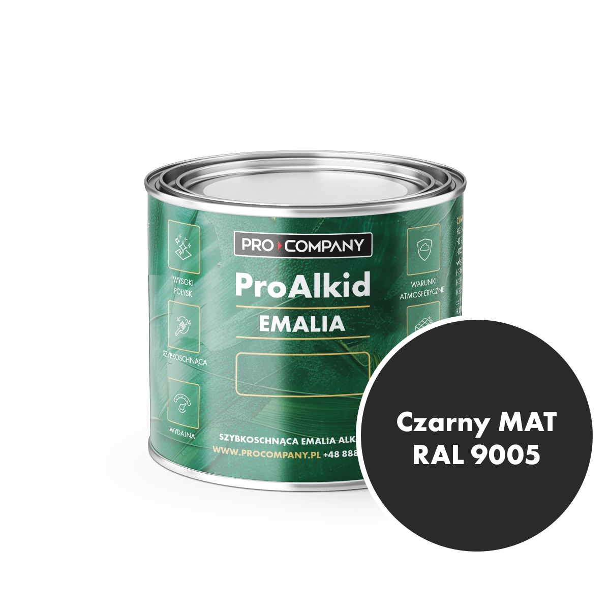 PRO ALKID Szybkoschnąca Emalia Alkidowa 0,2l Czarny Mat RAL 9005