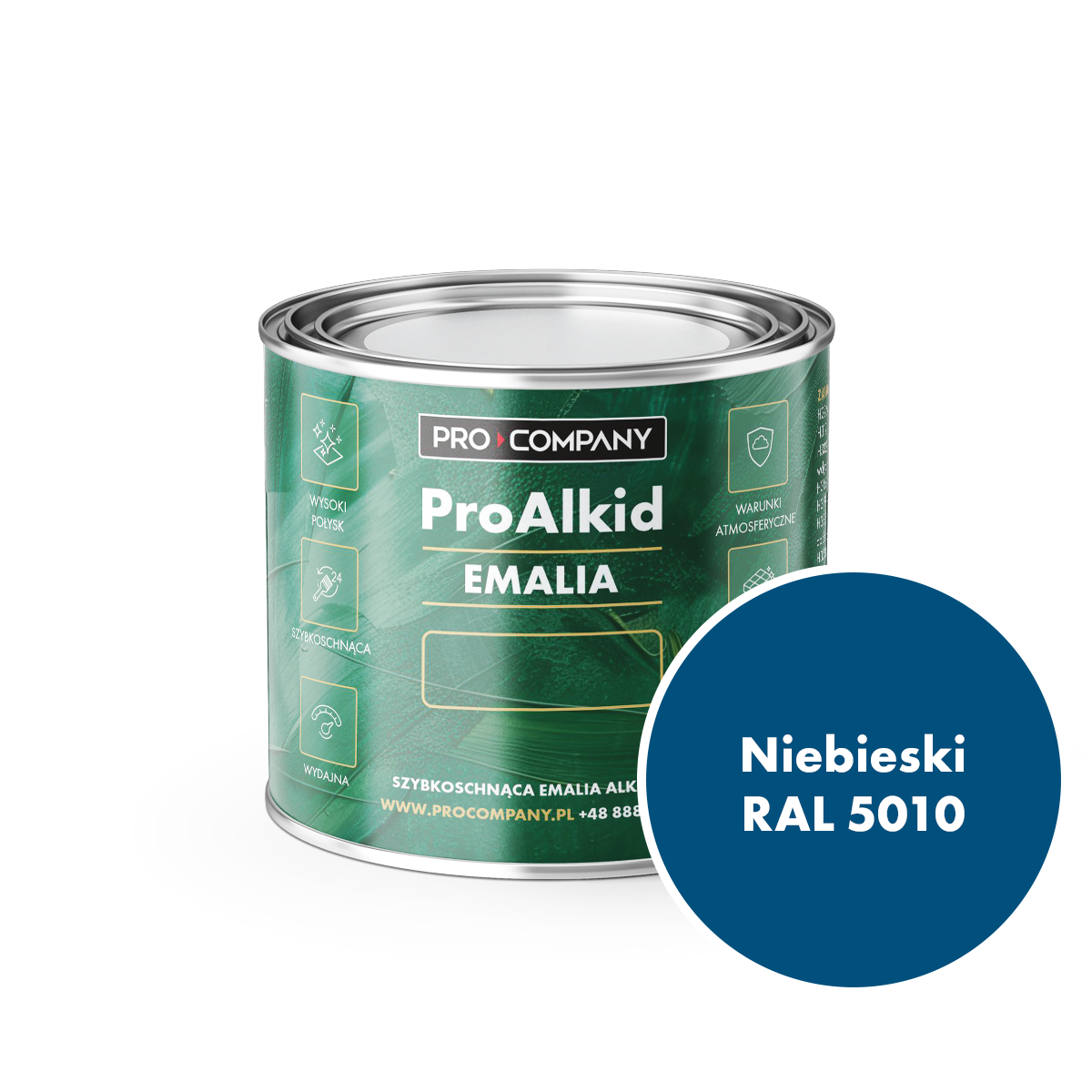 PRO ALKID Szybkoschnąca Emalia Alkidowa 0,2l Niebieski RAL 5010