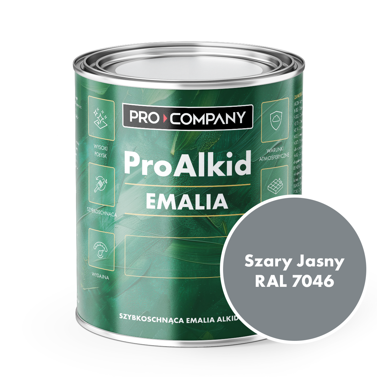 PRO ALKID szybkoschnąca emalia alkidowa 1l Szary jasny RAL 7046