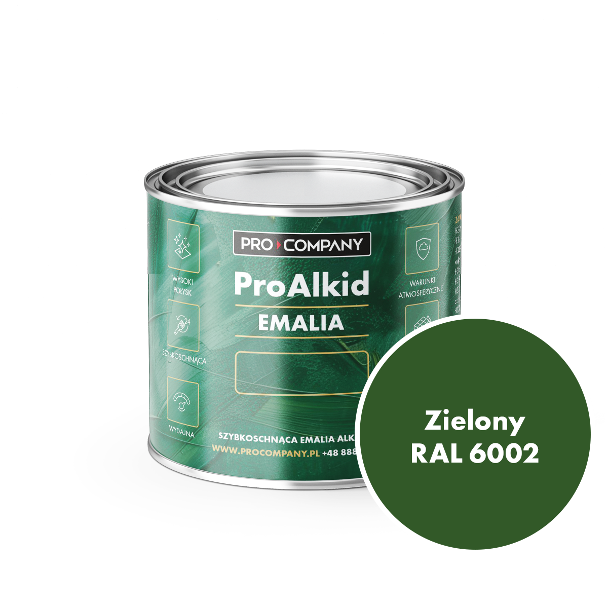 PRO ALKID Szybkoschnąca Emalia Alkidowa 0,2l Zielony RAL 6002