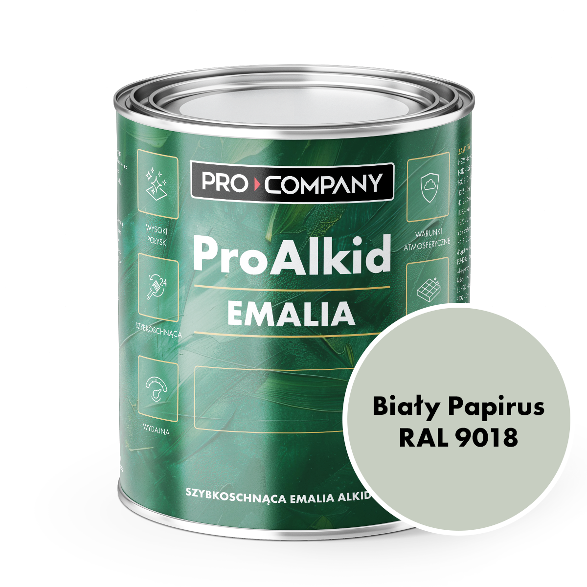 PRO ALKID szybkoschnąca emalia alkidowa 1l Biały Papirus RAL 9018