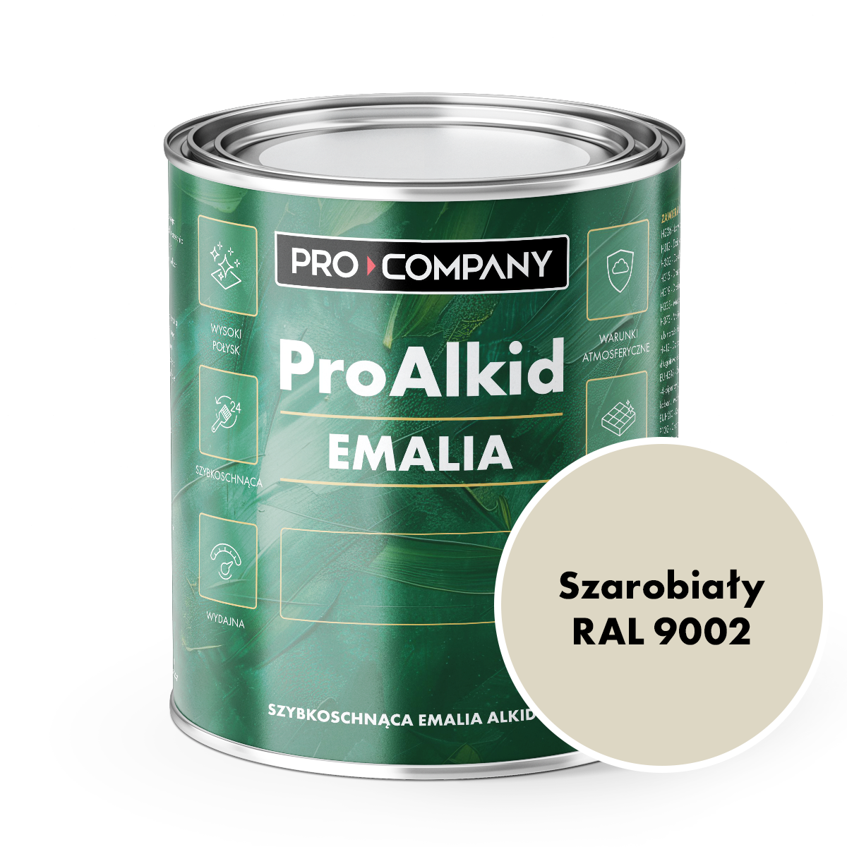 PRO ALKID szybkoschnąca emalia alkidowa 1l Szarobiały RAL 9002