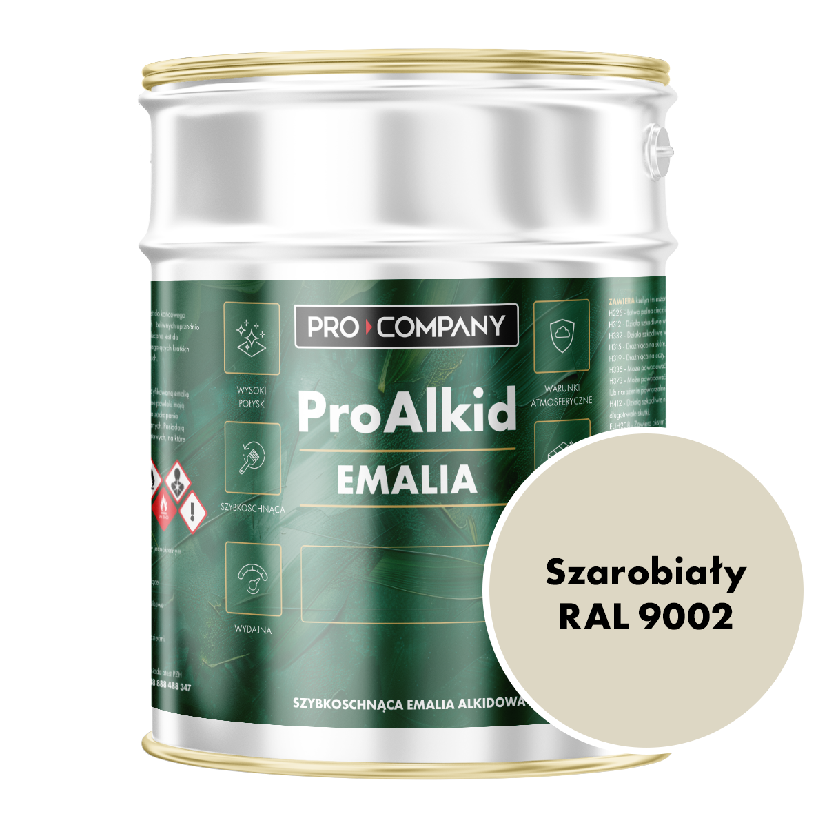 PRO ALKID szybkoschnąca emalia alkidowa 3l Szarobiały RAL 9002
