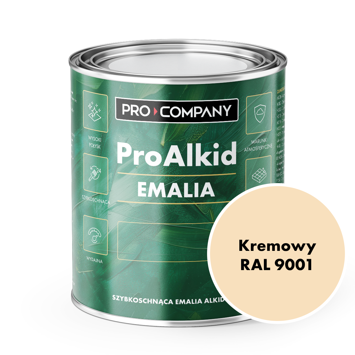 PRO ALKID szybkoschnąca emalia alkidowa 1l Kremowy RAL 9001
