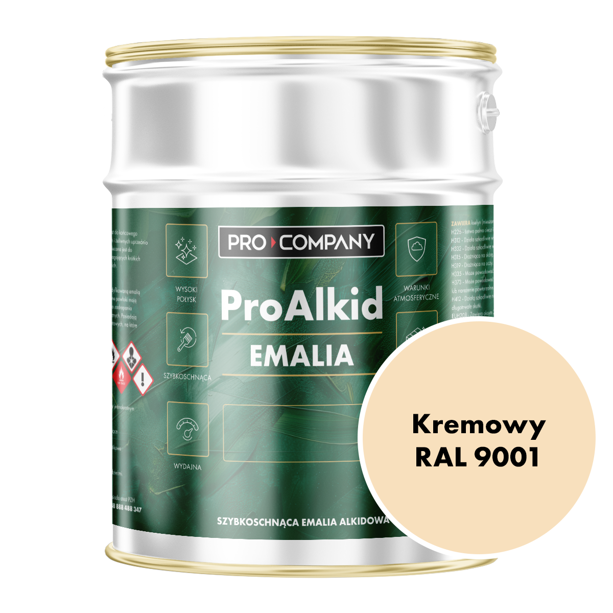 PRO ALKID szybkoschnąca emalia alkidowa 3l Kremowy RAL 9001
